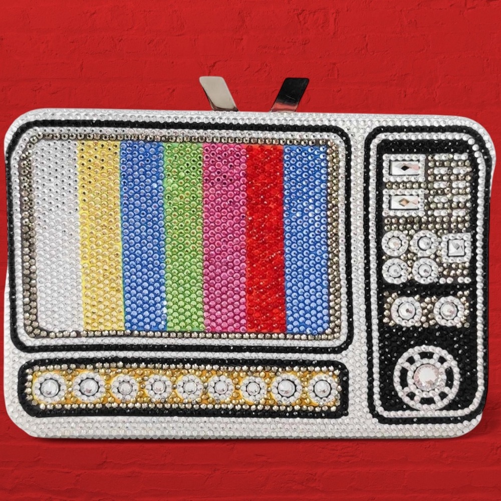 Colorful Retro TV Clutch Rhinestone Bag